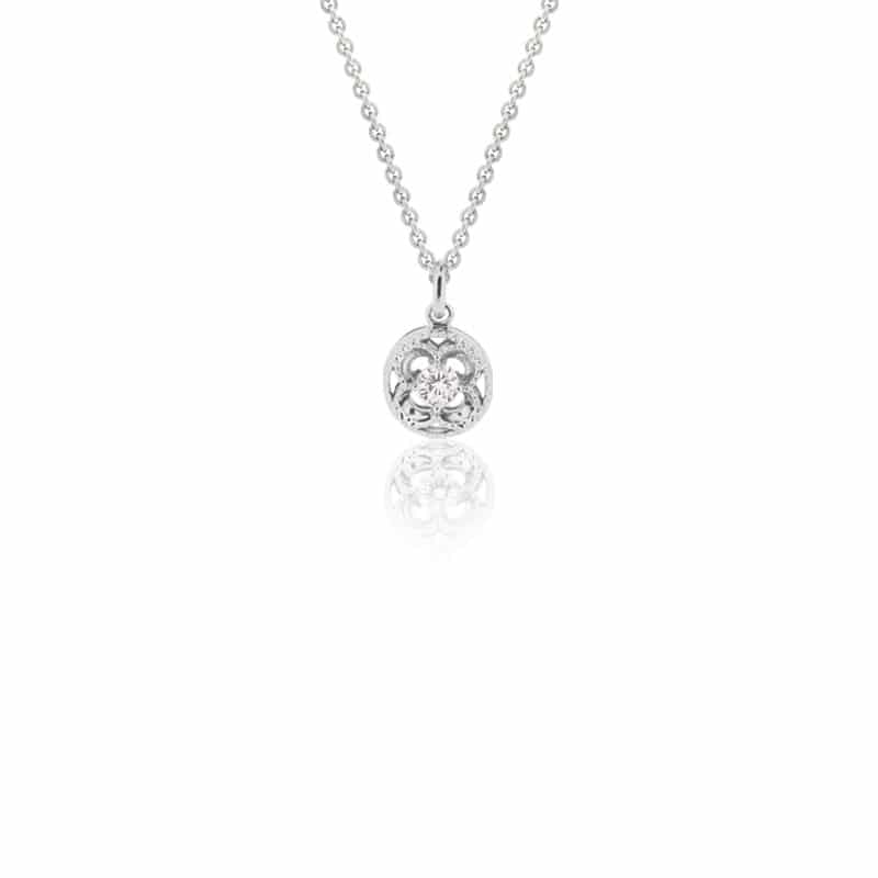 Pendentif Vitrail or blanc avec diamant STP1113