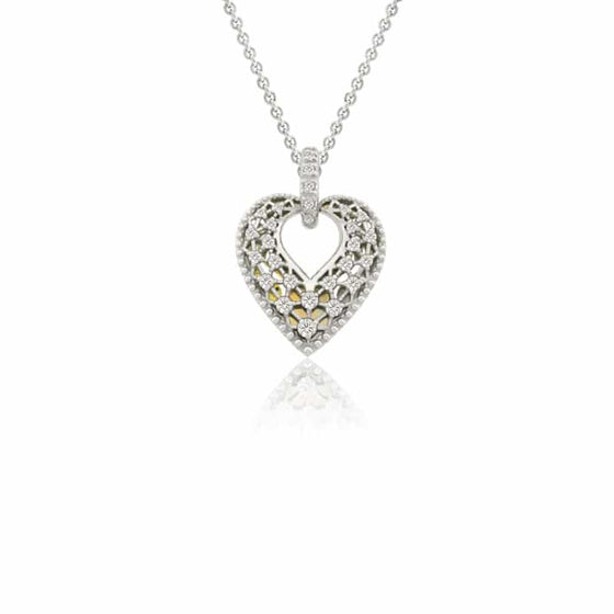 Pendentif petit Coeur Edwardien or blanc et diamants STP1063