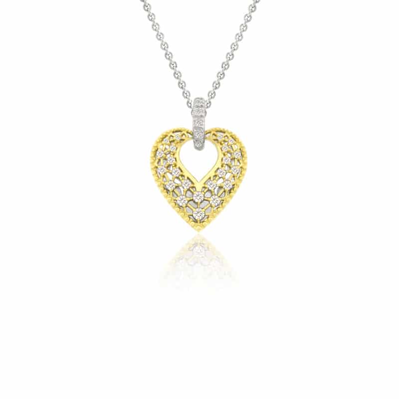 
                  
                    Pendentif petit Coeur Edwardien or jaune et diamants STP1063
                  
                
